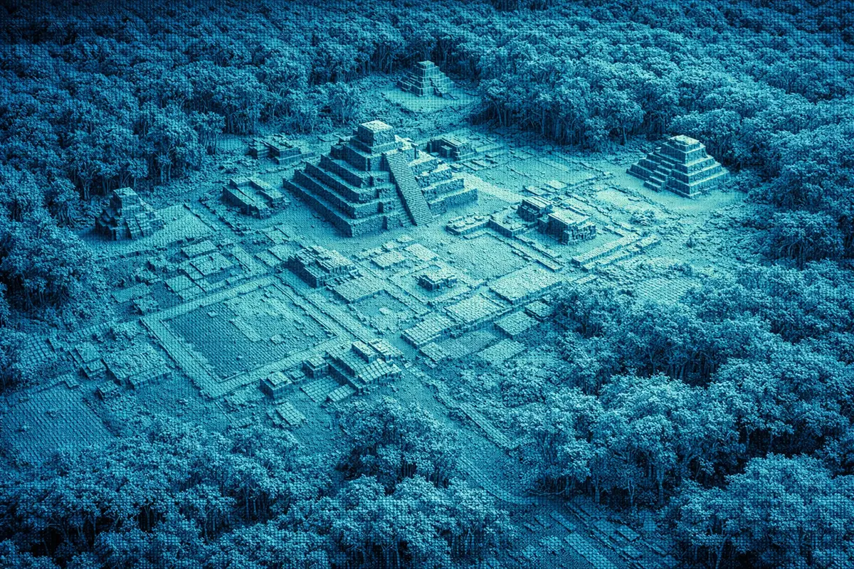 Una scansione topografica 3D laser LiDAR di una giungla